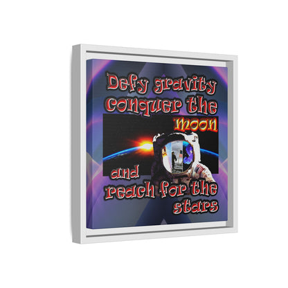 defy conquer reach - framed canvas art (grey-pink wave)