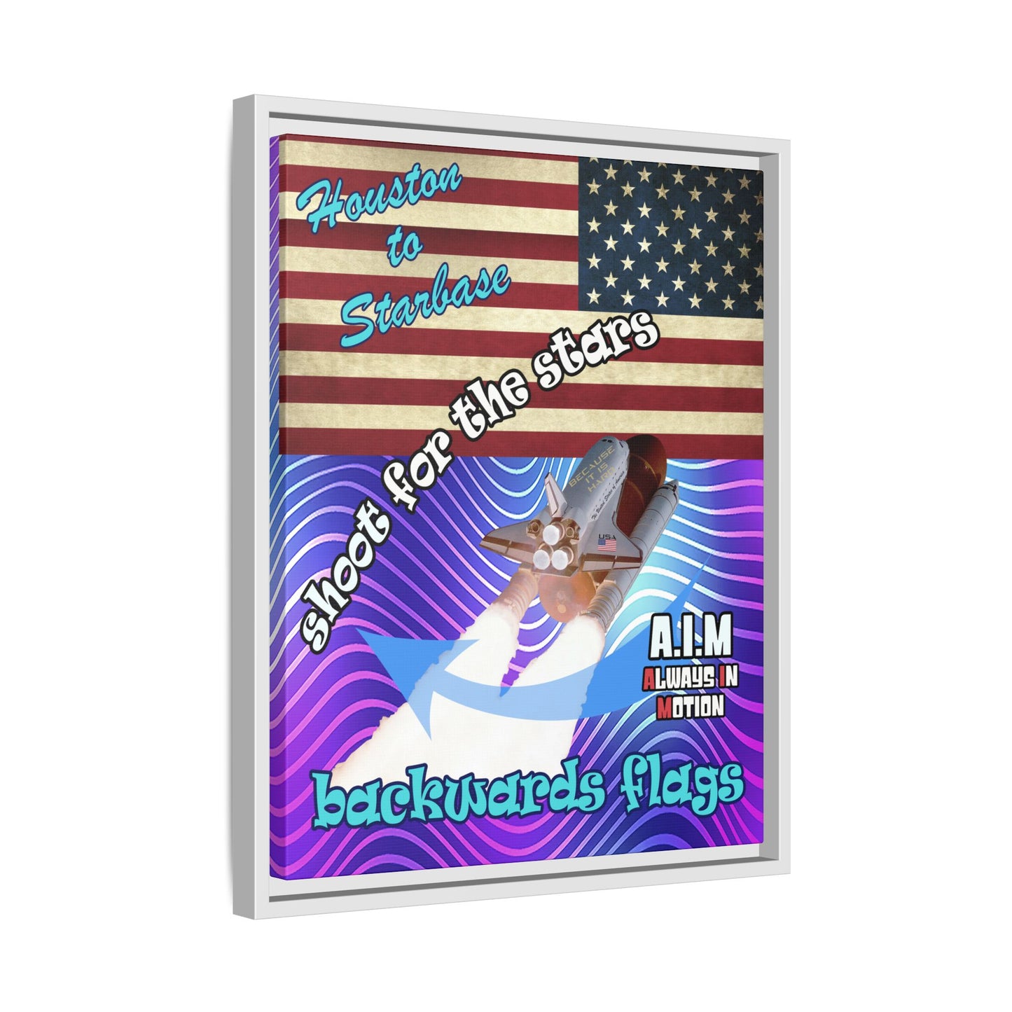 shoot for the stars - framed canvas art (purple wave)