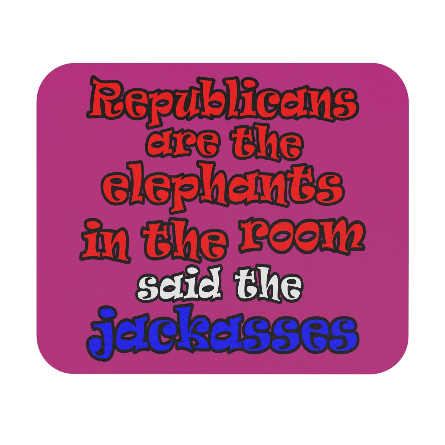 donkeys and elephants - Mouse Pad (Rectangle) (pink)