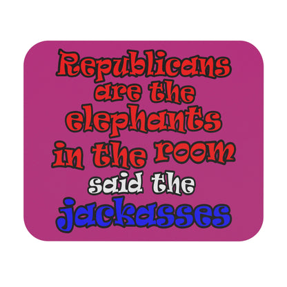donkeys and elephants - Mouse Pad (Rectangle) (pink)