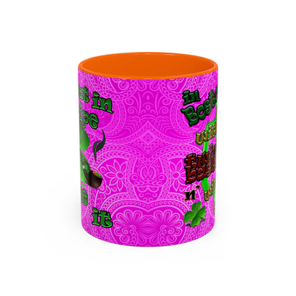 celtics logo - Accent Mug (pink swirl)