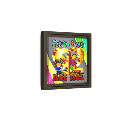 love peace - framed canvas art (rainbow split)