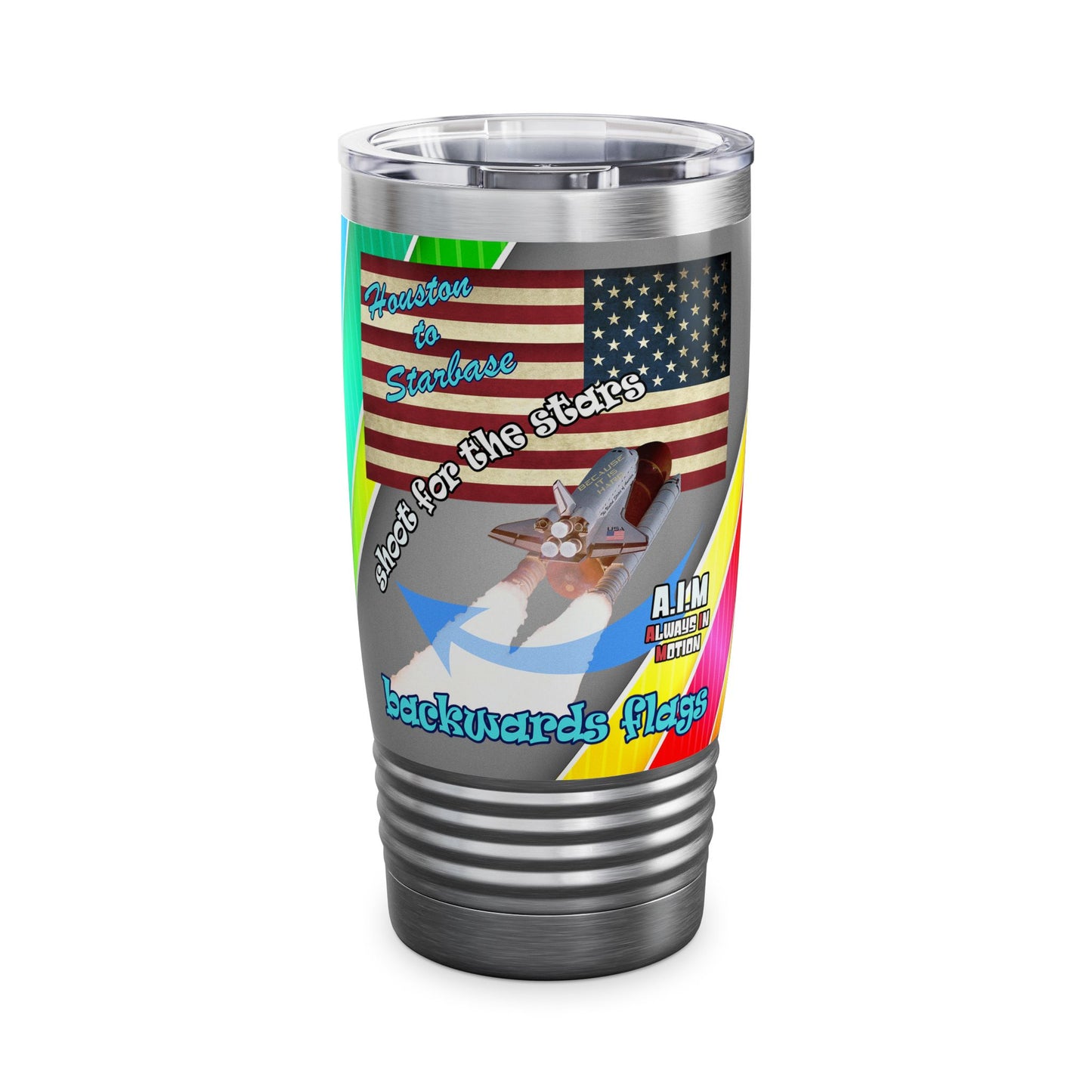 shoot for the stars - Ringneck Tumbler, 20oz (rainbow split)