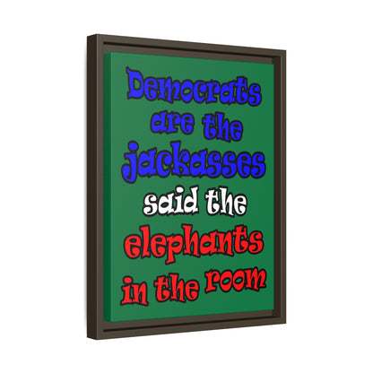 donkeys and elephants - framed canvas art (dark green)