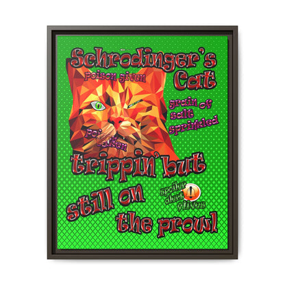 schrodinger's cat - framed canvas art (logo green)