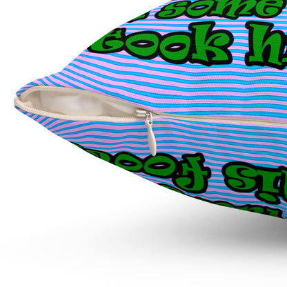 turtle race - Spun Polyester Square Pillow - (light blue-purple wave)