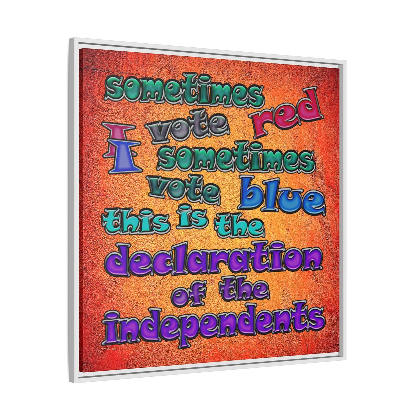 declaration of the independents - framed canvas art (burnt orange)