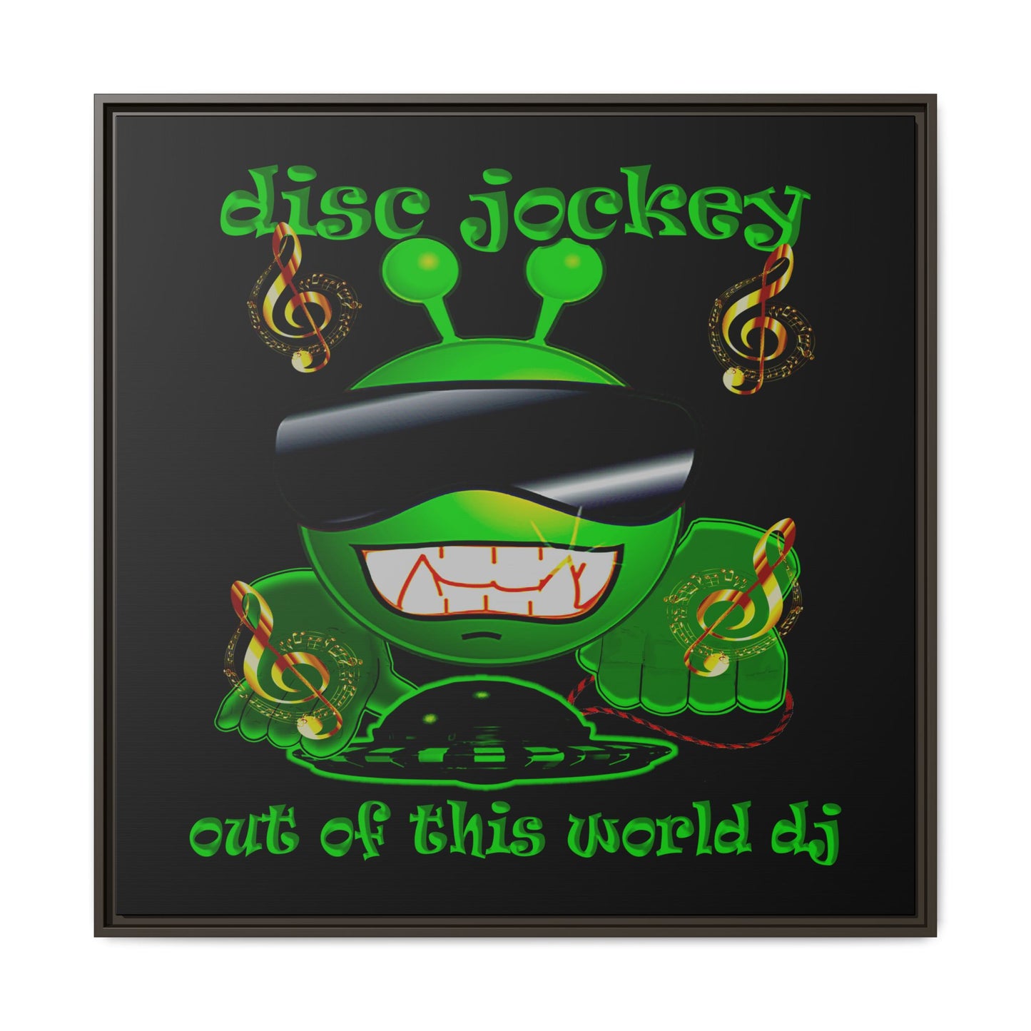 disc jockey - framed canvas art (black)