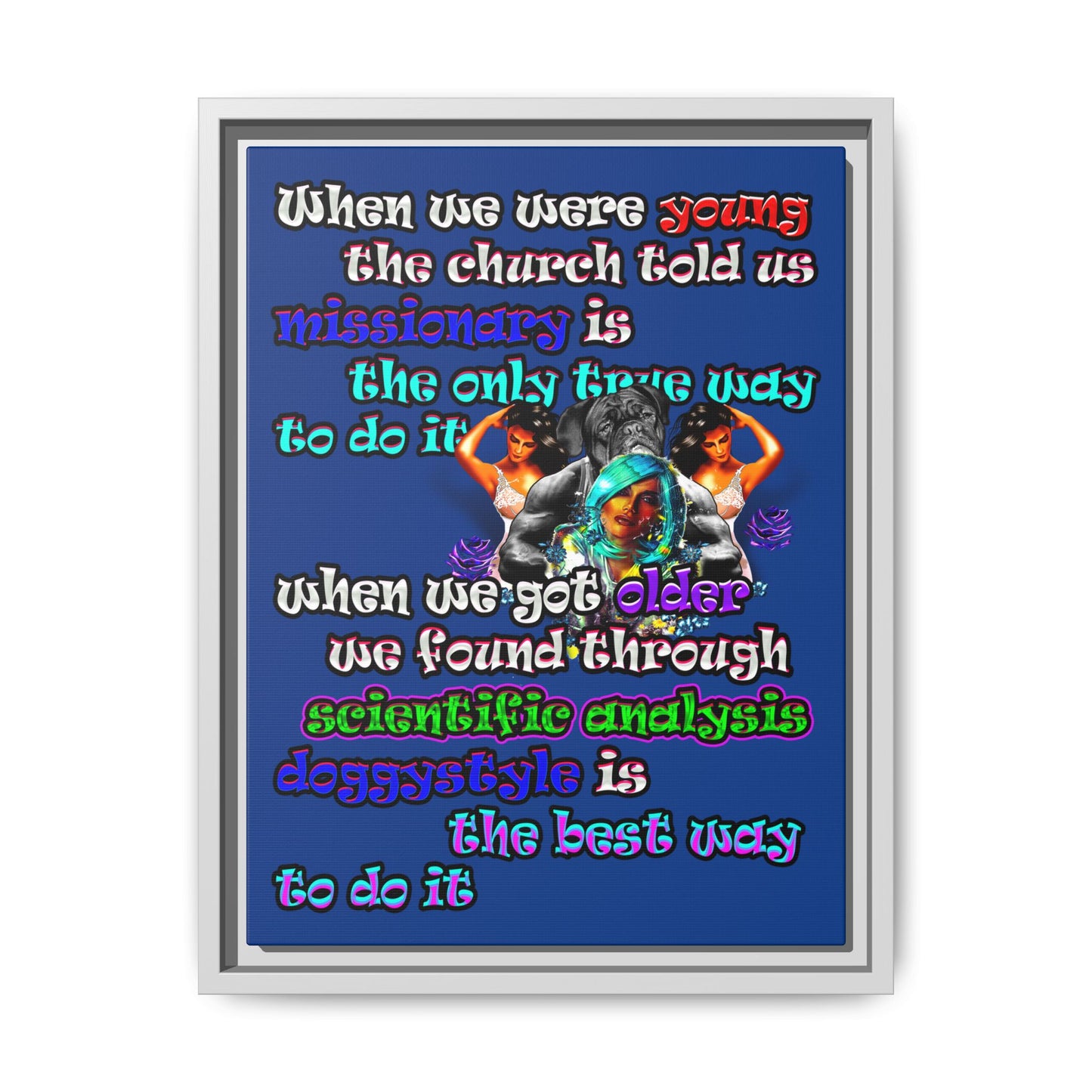 doggystyle - framed canvas art (dark blue)