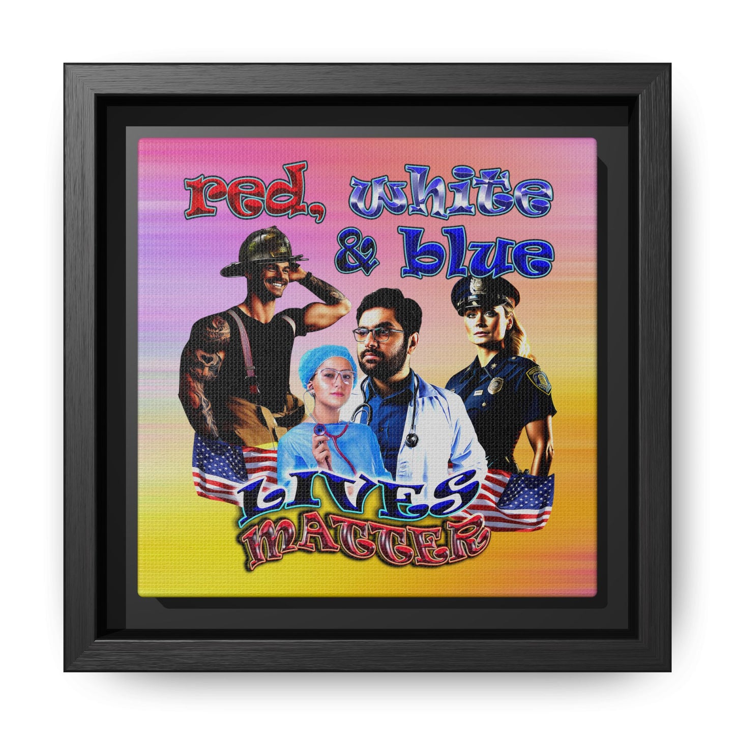 rw&b lives matter - framed canvas art (color blur)