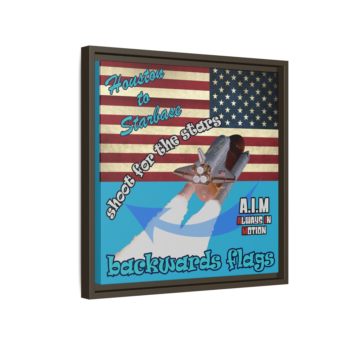 shoot for the stars - framed canvas art (turquoise)