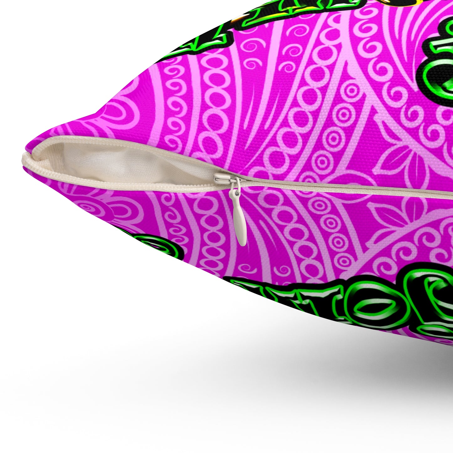 og - Spun Polyester Square Pillow - (pink swirl)
