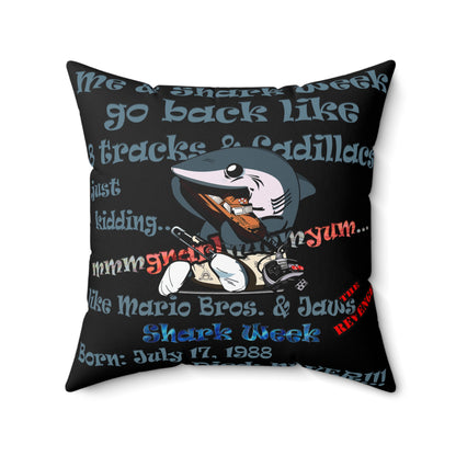 shark week - Faux Suede Square Pillow - (black)