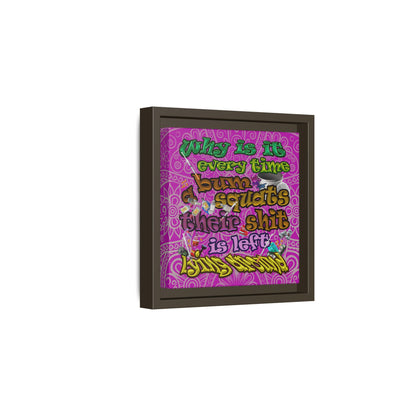 the bum's shit - framed canvas art (pink swirl)