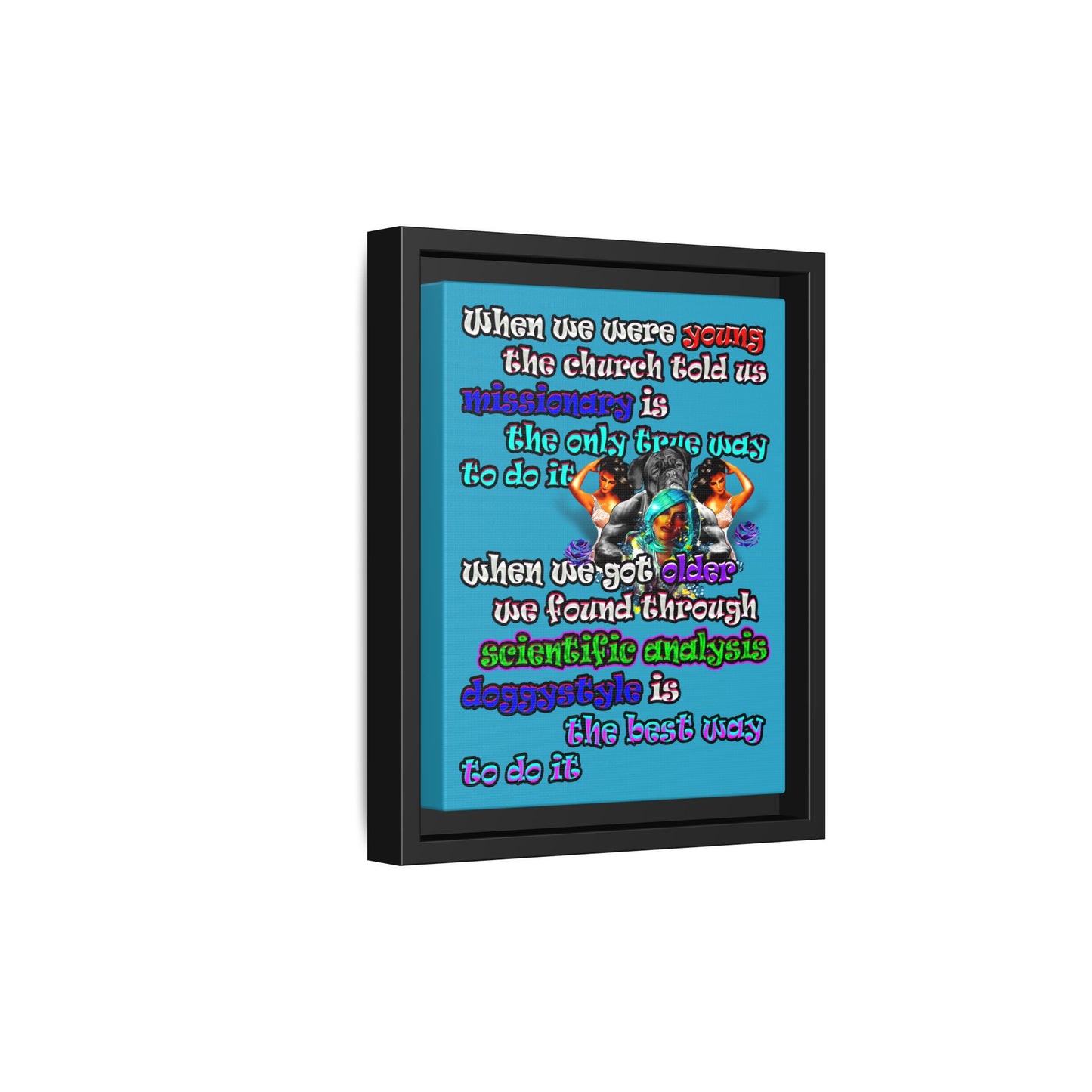 doggystyle - framed canvas art (turquoise)