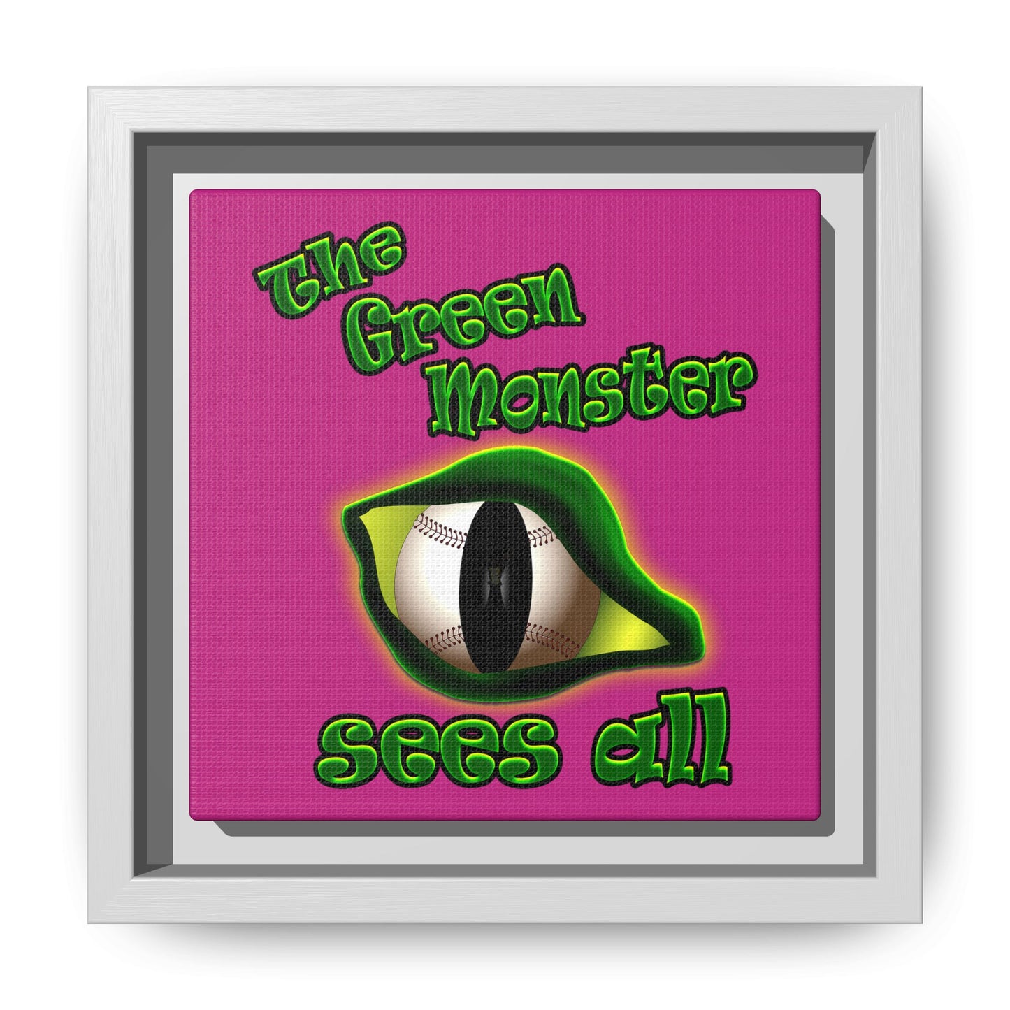 green monster - framed canvas art (pink)