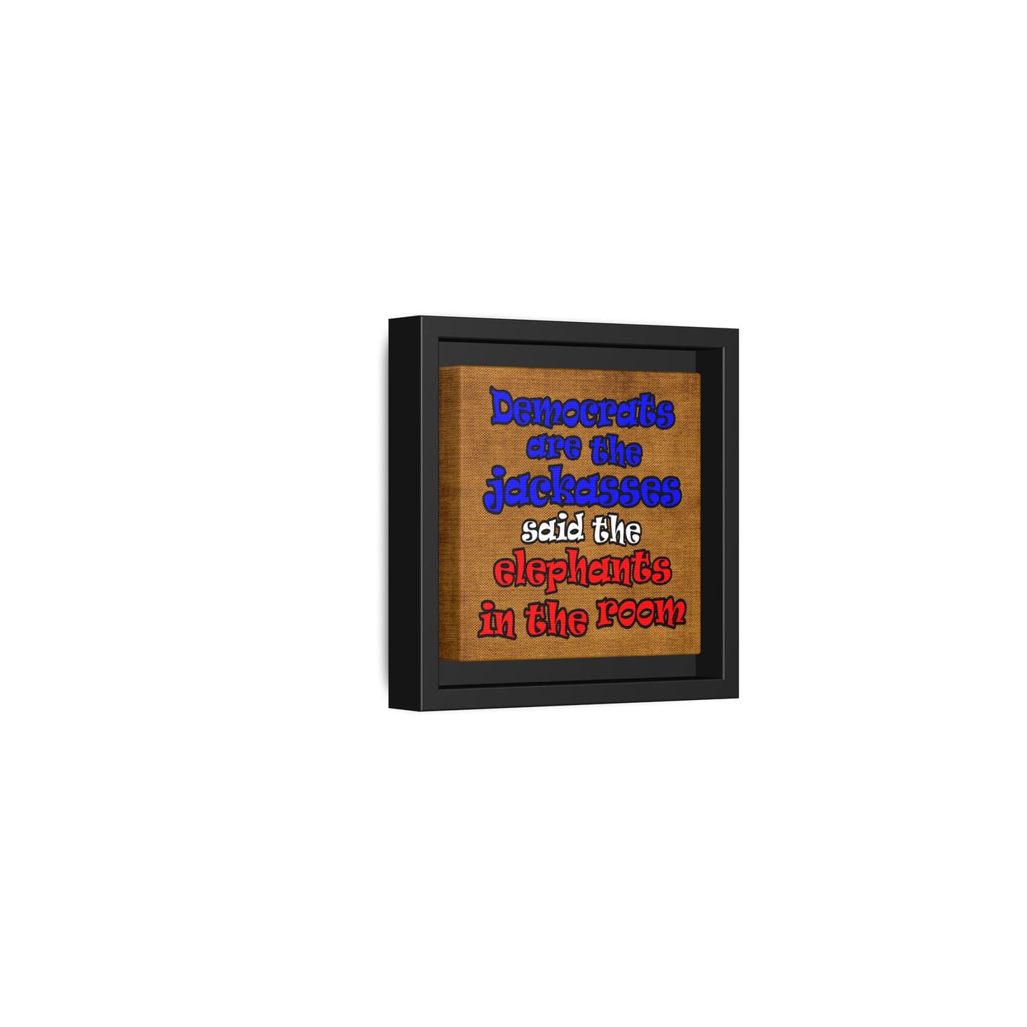 donkeys and elephants - framed canvas art (brown papyrus)