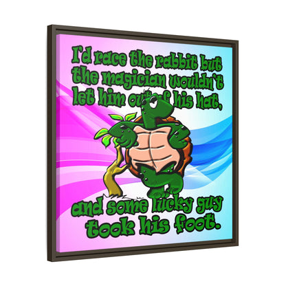 turtle race - framed canvas art (light blue-pink wave)