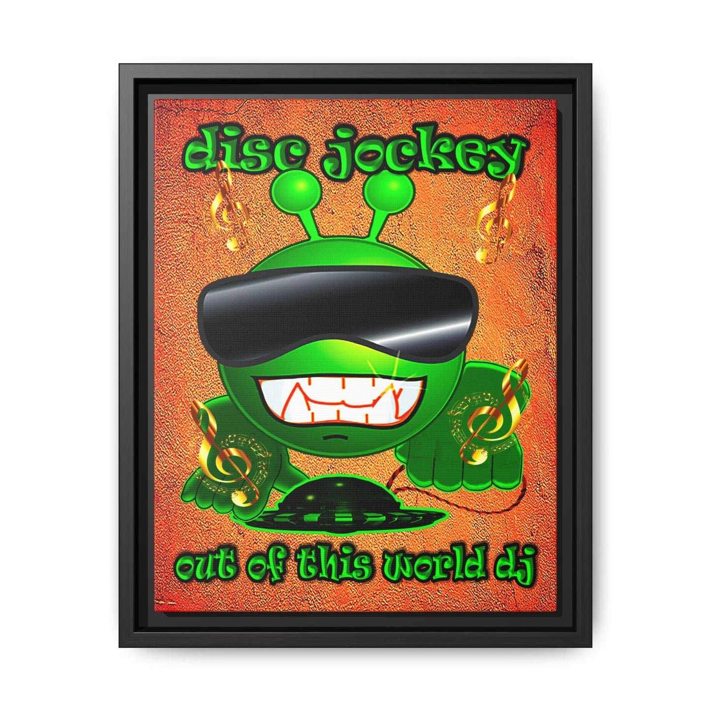 disc jockey - framed canvas art (burnt orange)