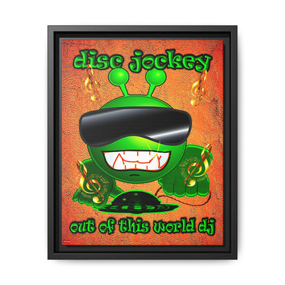 disc jockey - framed canvas art (burnt orange)