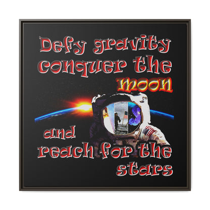 defy conquer reach - framed canvas art (black)