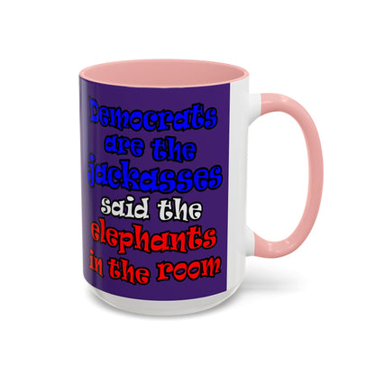 donkeys and elephants - Accent Mug (purple)