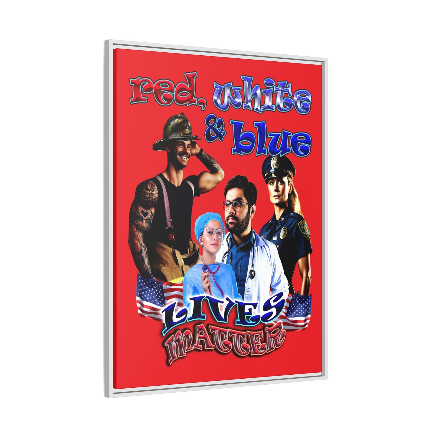 rw&b lives matter - framed canvas art (red)