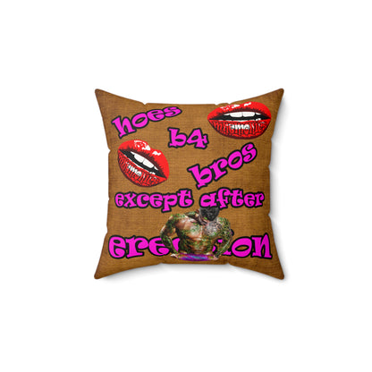 hoes b4 bros - Faux Suede Square Pillow - (dichromatic brown papyrus)
