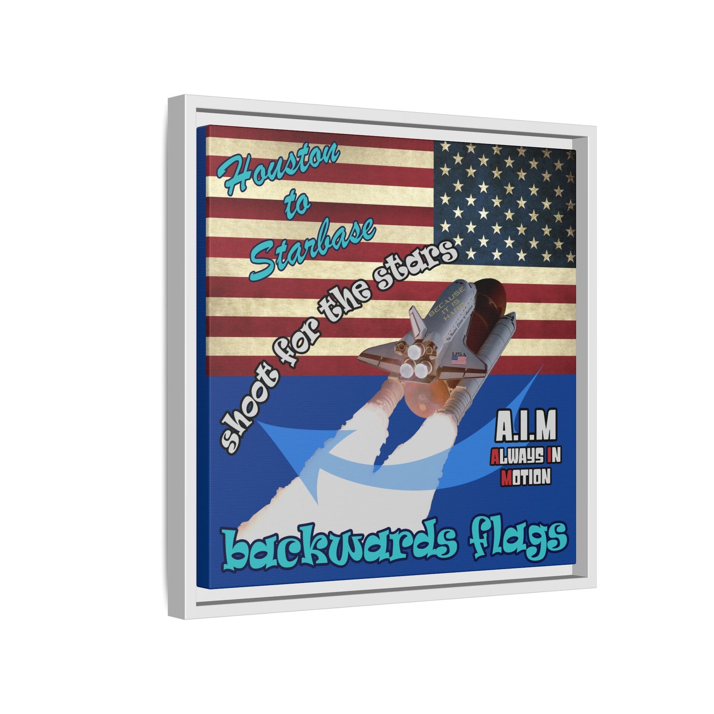 shoot for the stars - framed canvas art (dark blue)