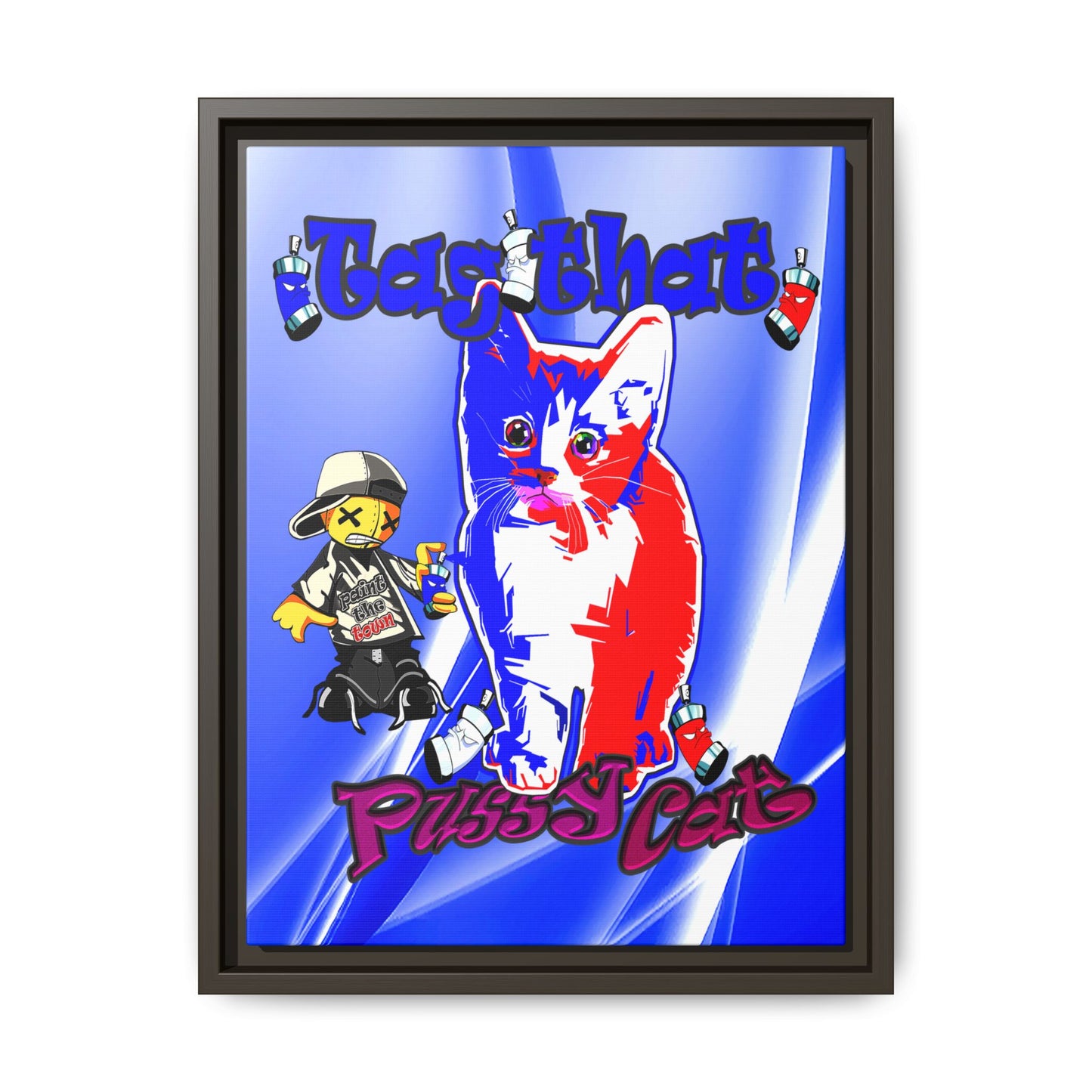 tag that - framed canvas art (blue-white wave)