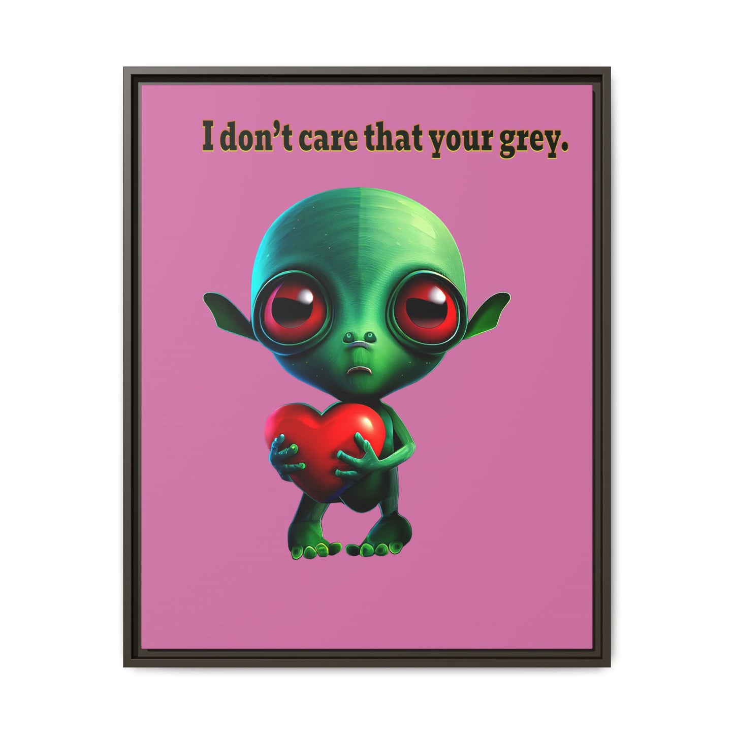 I don't care that your grey - framed canvas art (light pink)
