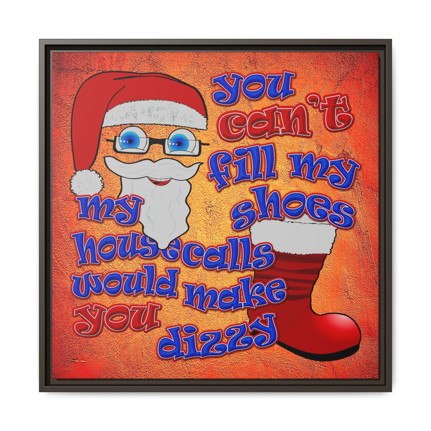 santa's shoes - framed canvas art (burnt orange)