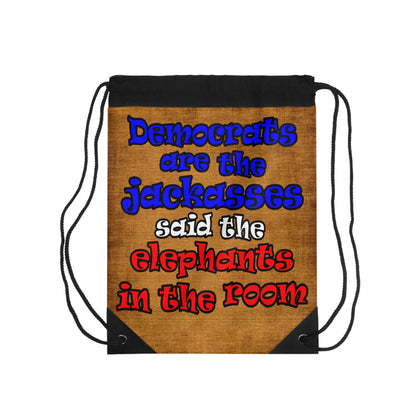 donkeys and elephants - Drawstring Bag (dichromatic brown papyrus)