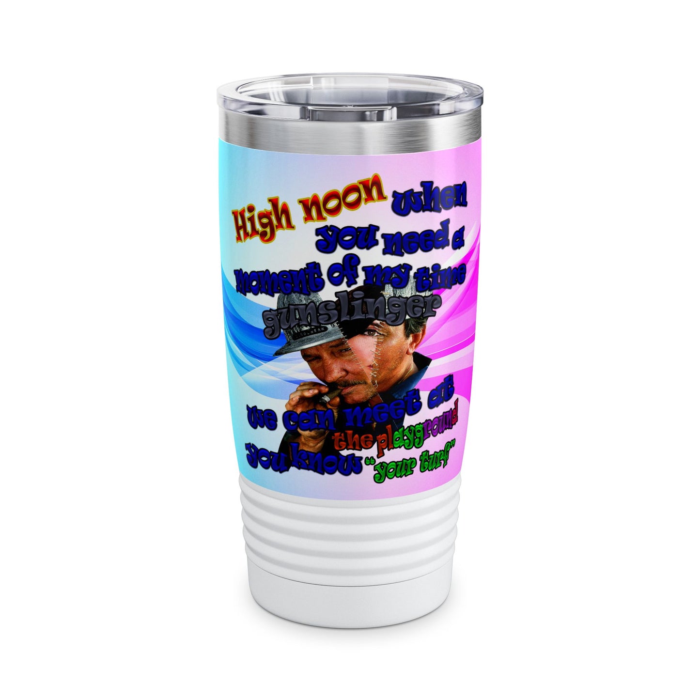 high noon - Ringneck Tumbler, 20oz (light blue-pink wave)