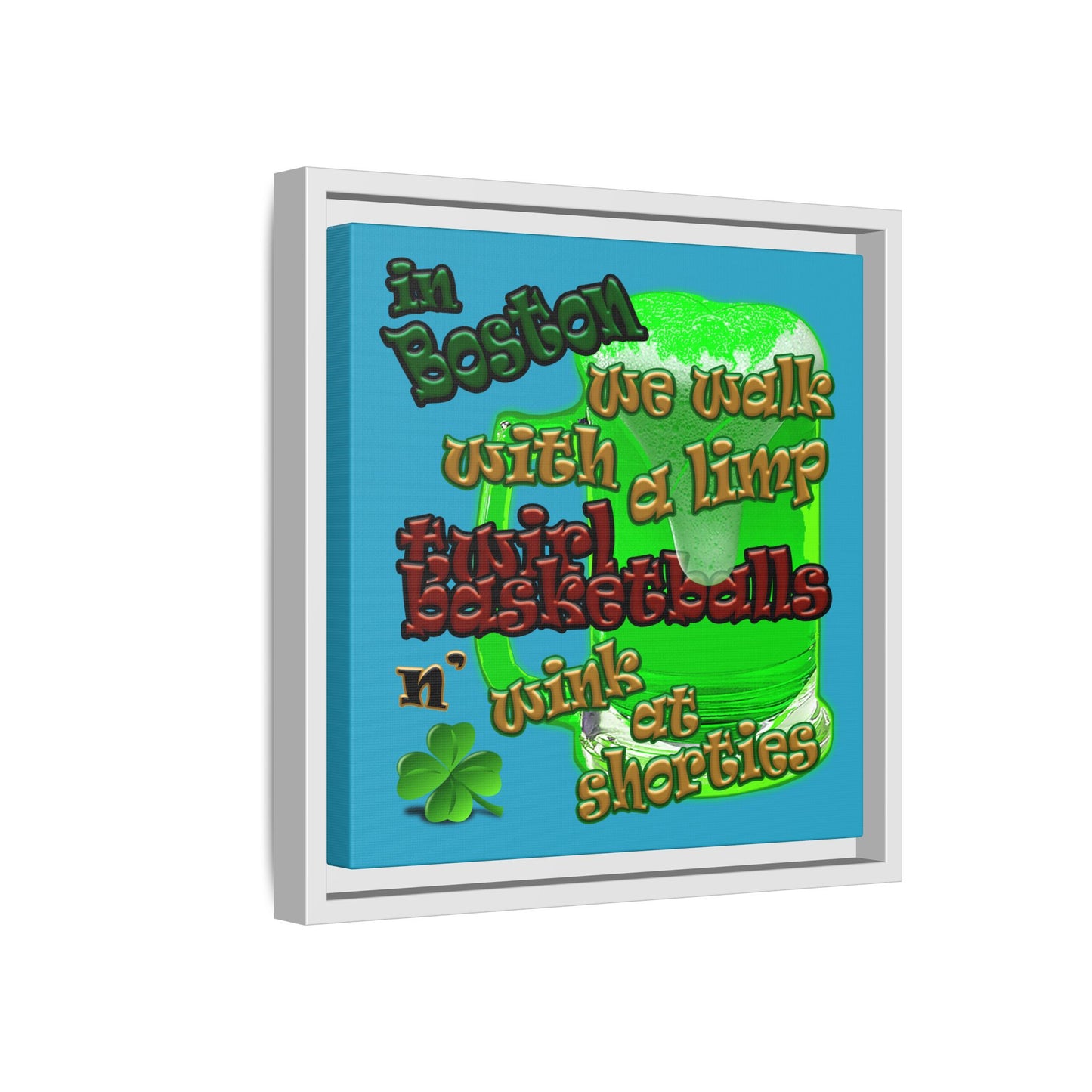 celtics logo - framed canvas art (turquoise)
