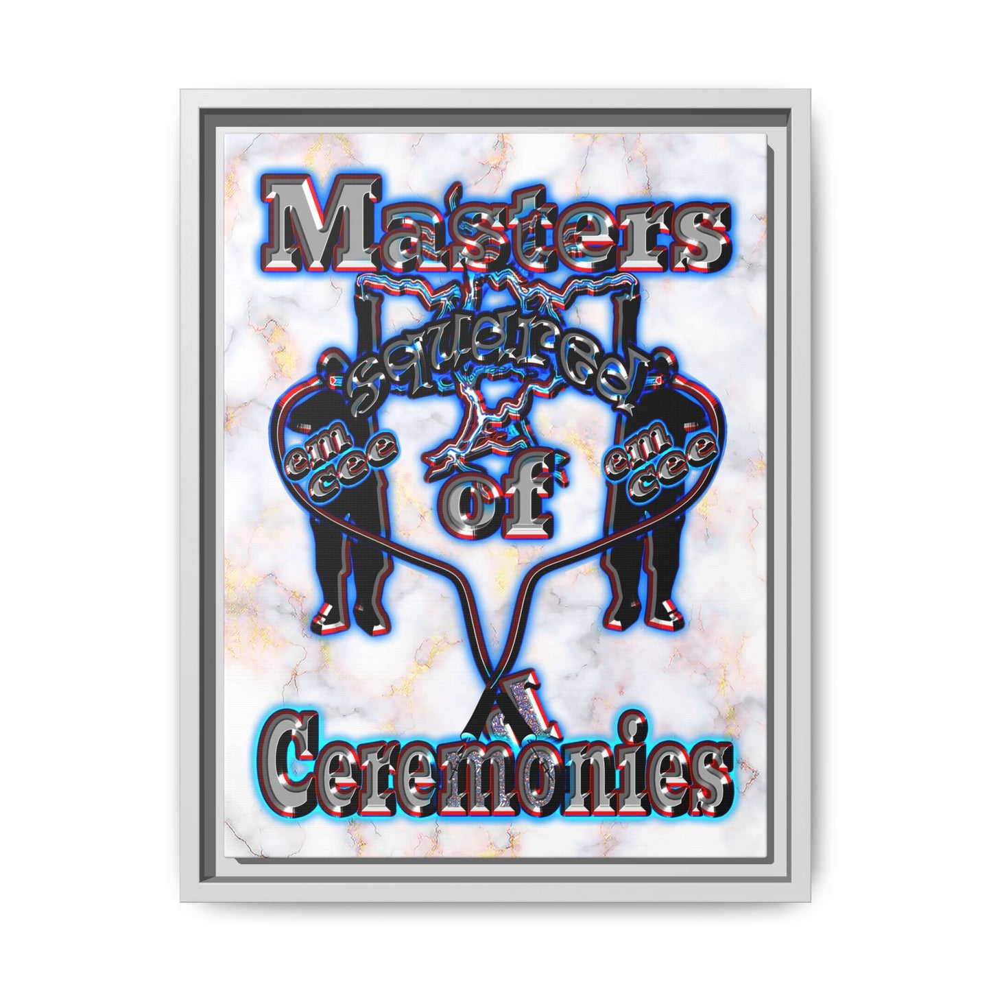 em cee squared - framed canvas art (white marble)