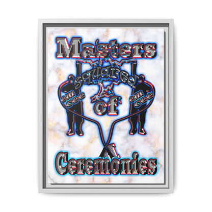 em cee squared - framed canvas art (white marble)