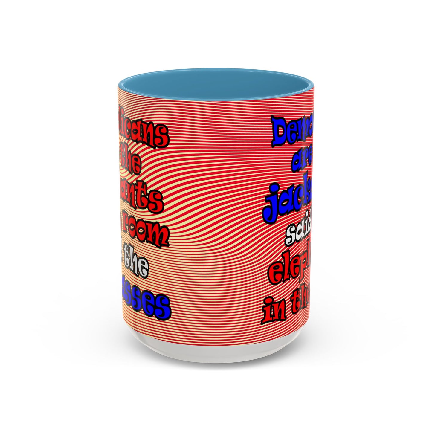 donkeys and elephants - Accent Mug (yellow-orange wave)