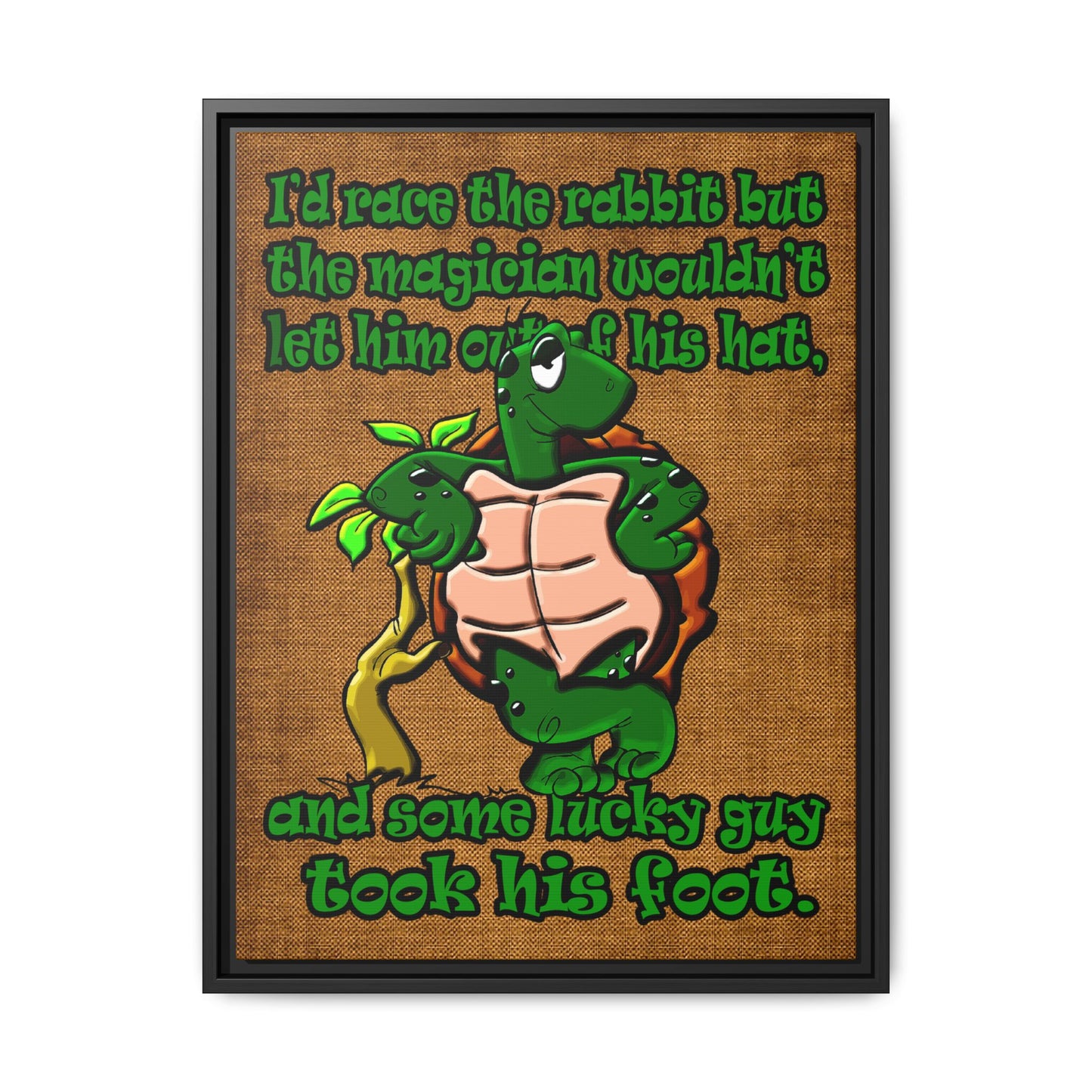 turtle race - framed canvas art (brown papyrus)