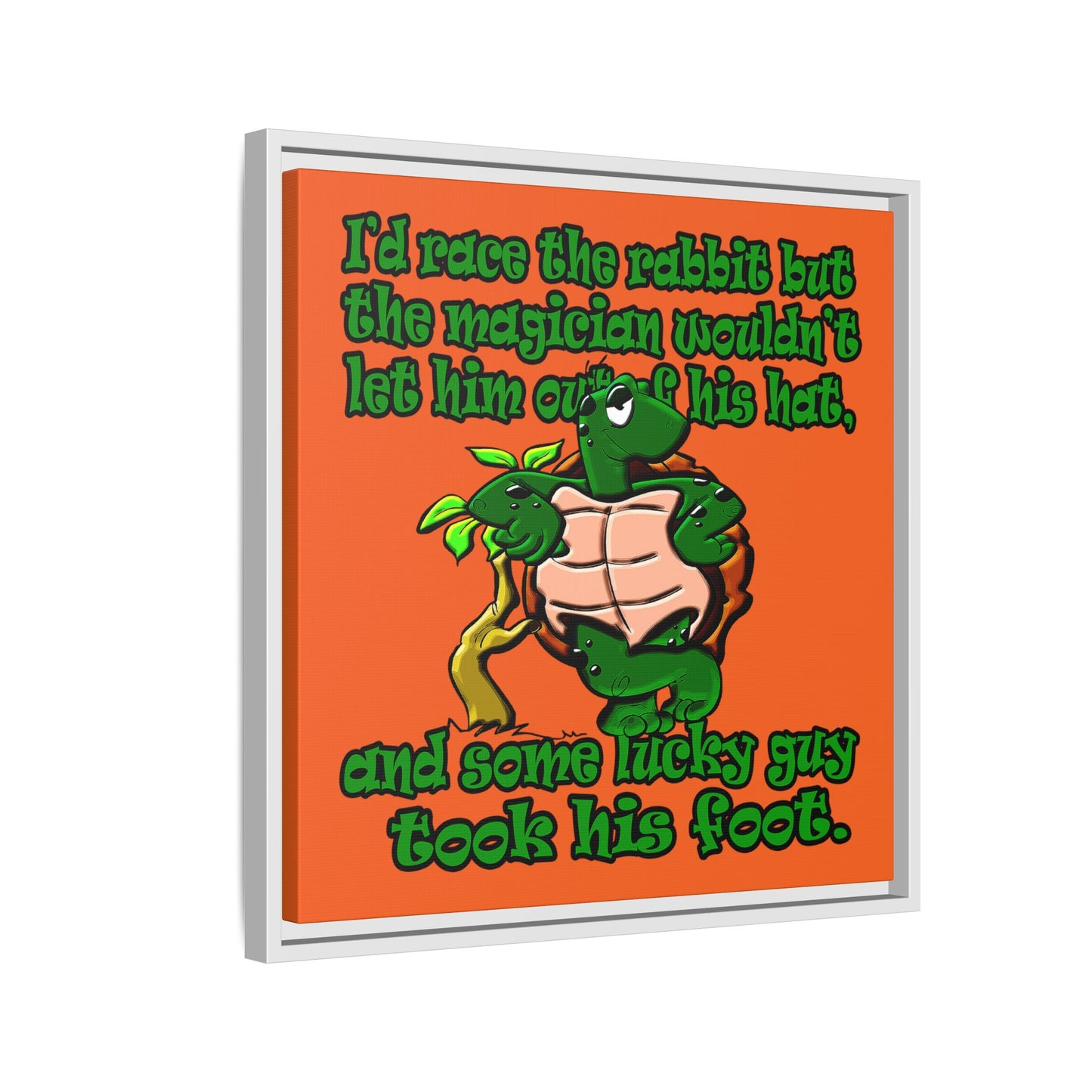 turtle race - framed canvas art (orange)