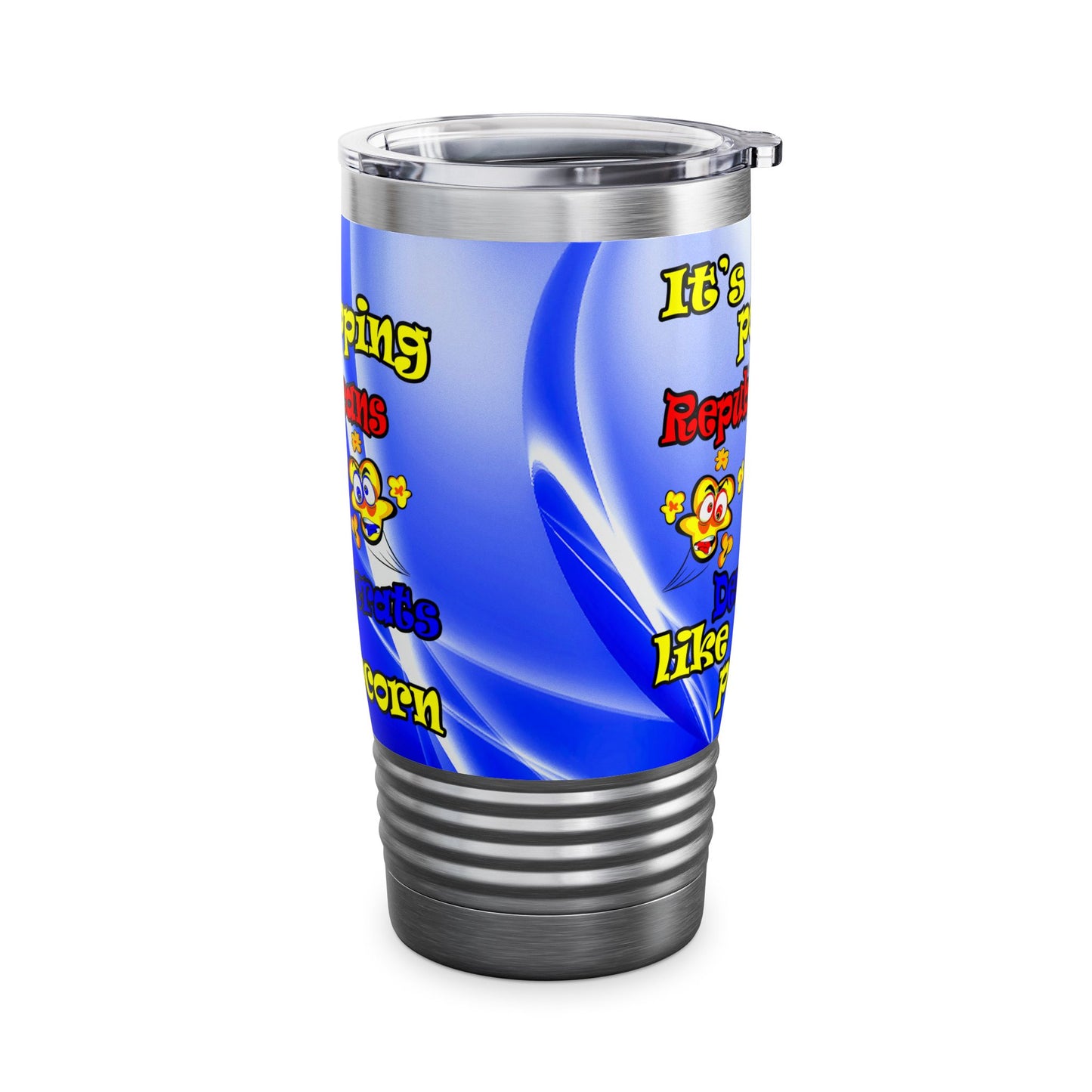 popping like popcorn - Ringneck Tumbler, 20oz (blue-white wave)