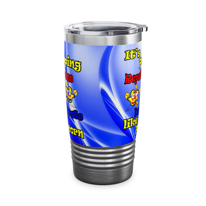 popping like popcorn - Ringneck Tumbler, 20oz (blue-white wave)