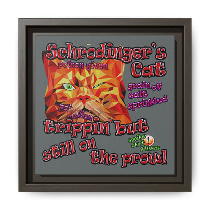 schrodinger's cat - framed canvas art (dark grey)