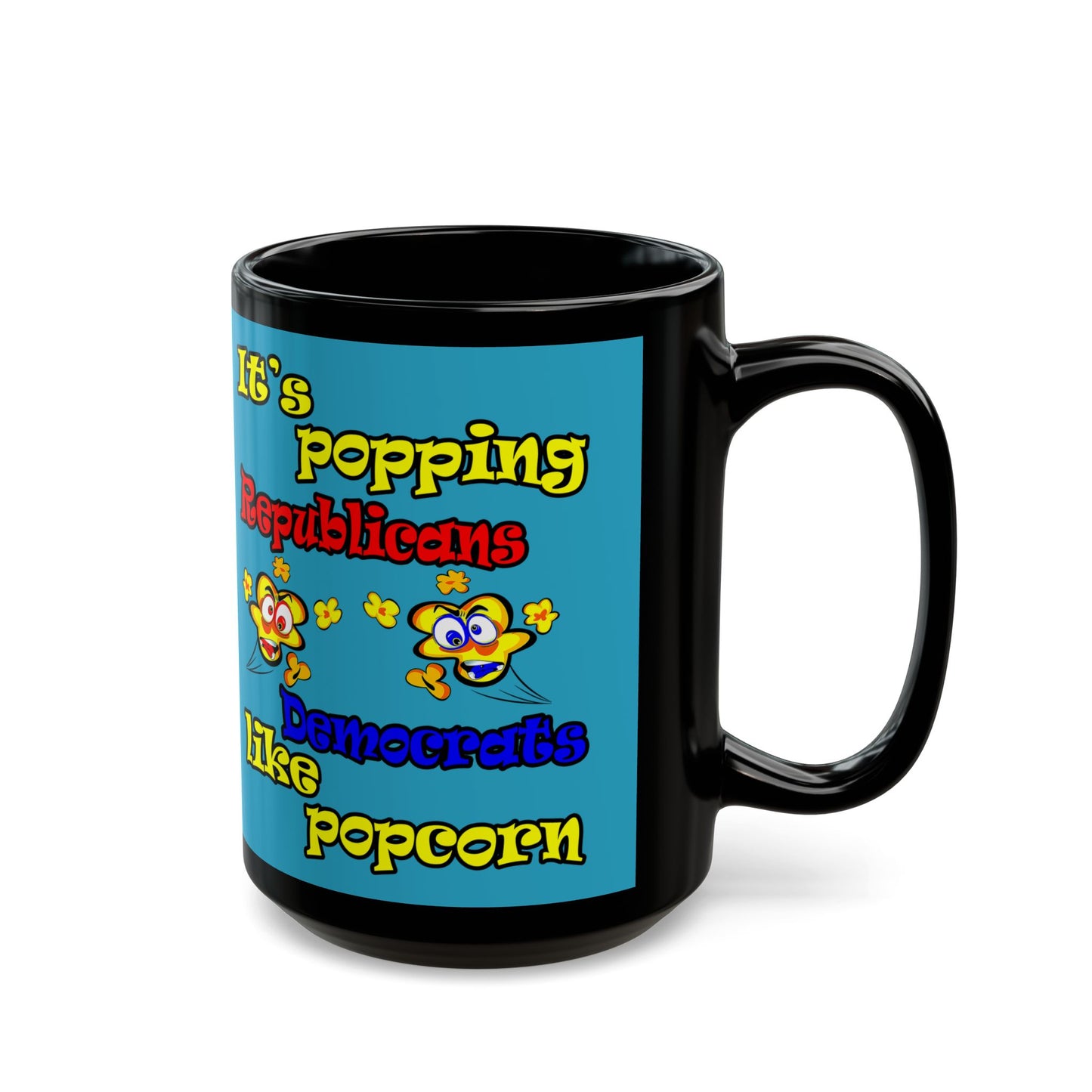 popping like popcorn - Black Mug (turquoise)