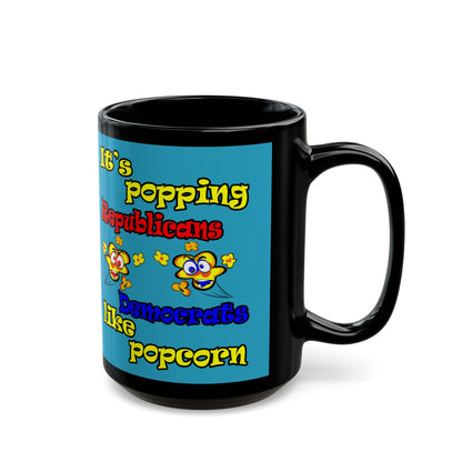 popping like popcorn - Black Mug (turquoise)