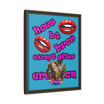 hoes b4 bros - framed canvas art (turquoise)