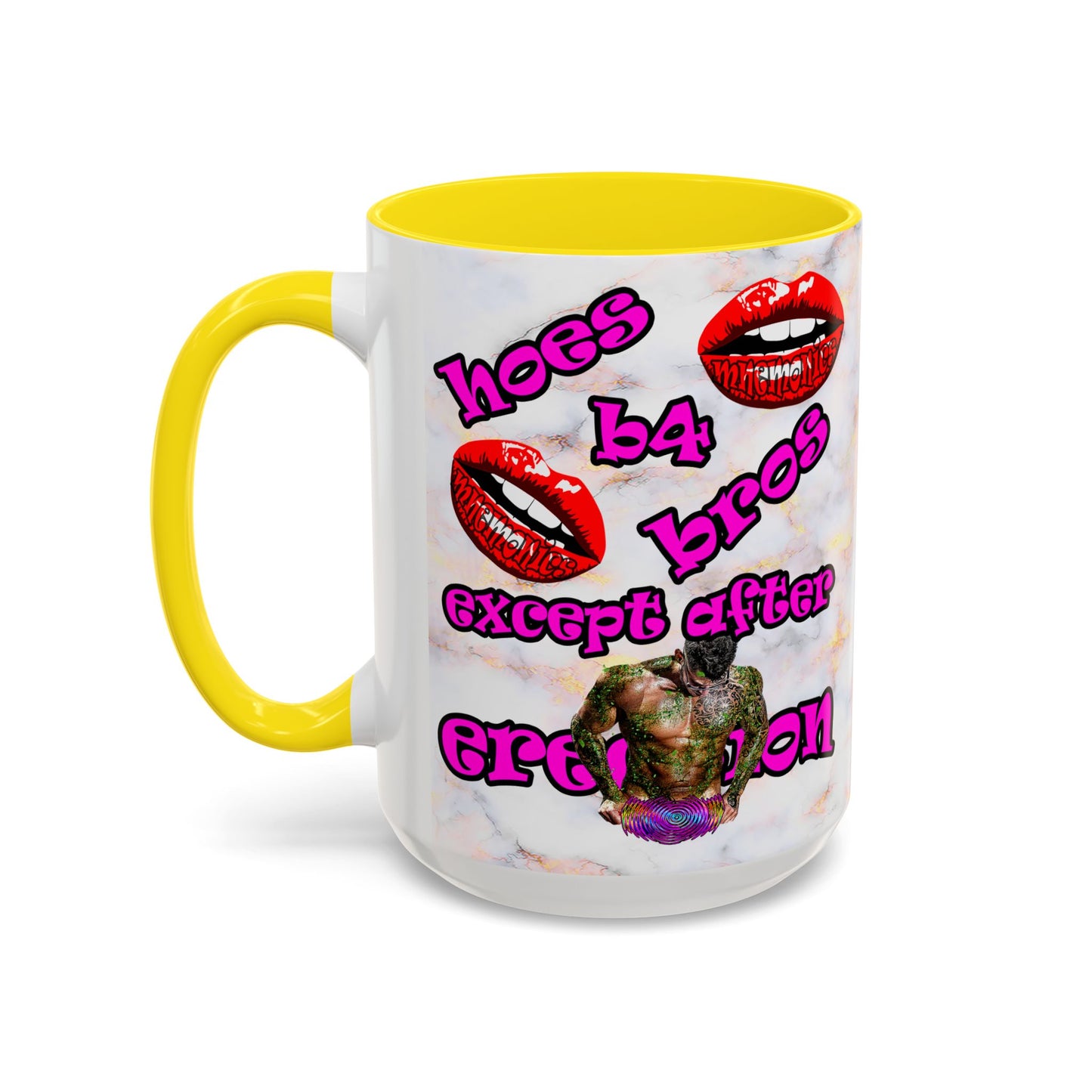 hoes b4 bros - Accent Mug (white marble)