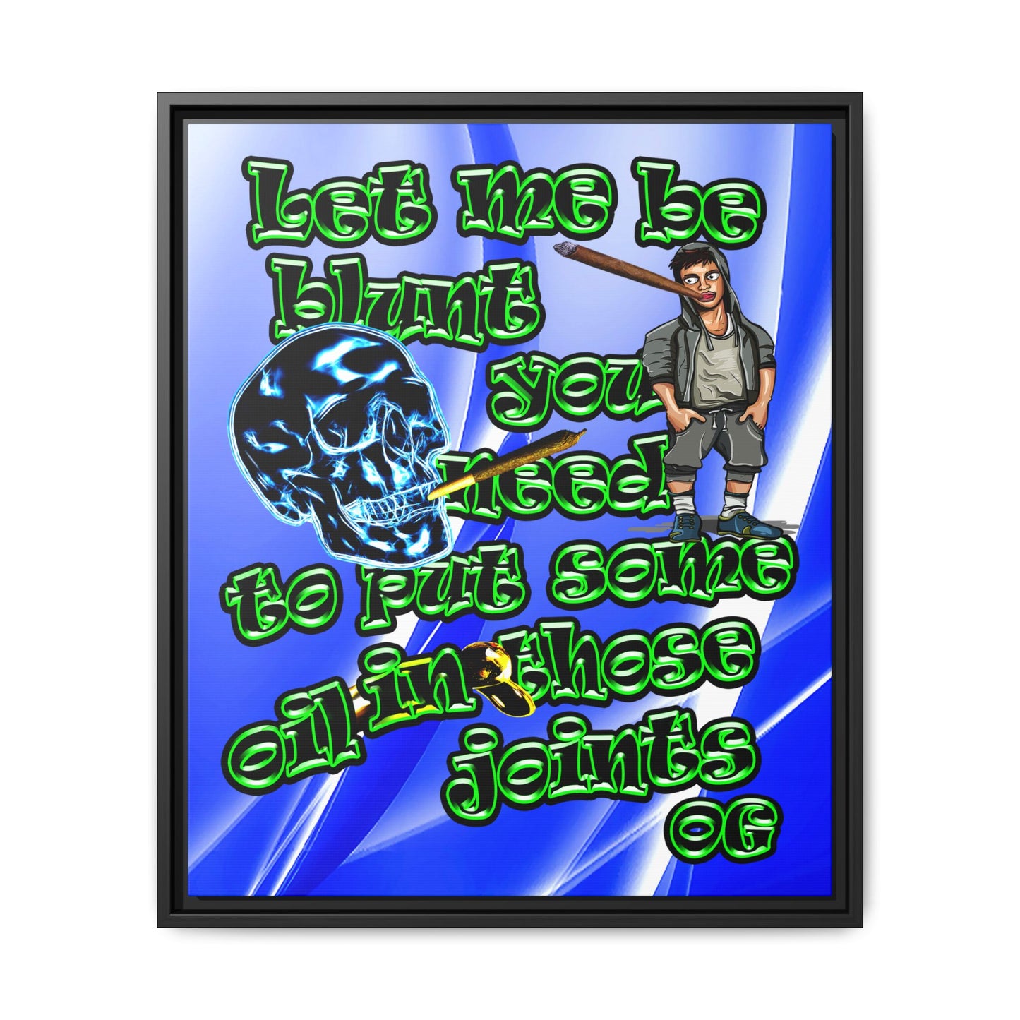 og - framed canvas art (blue-white wave)