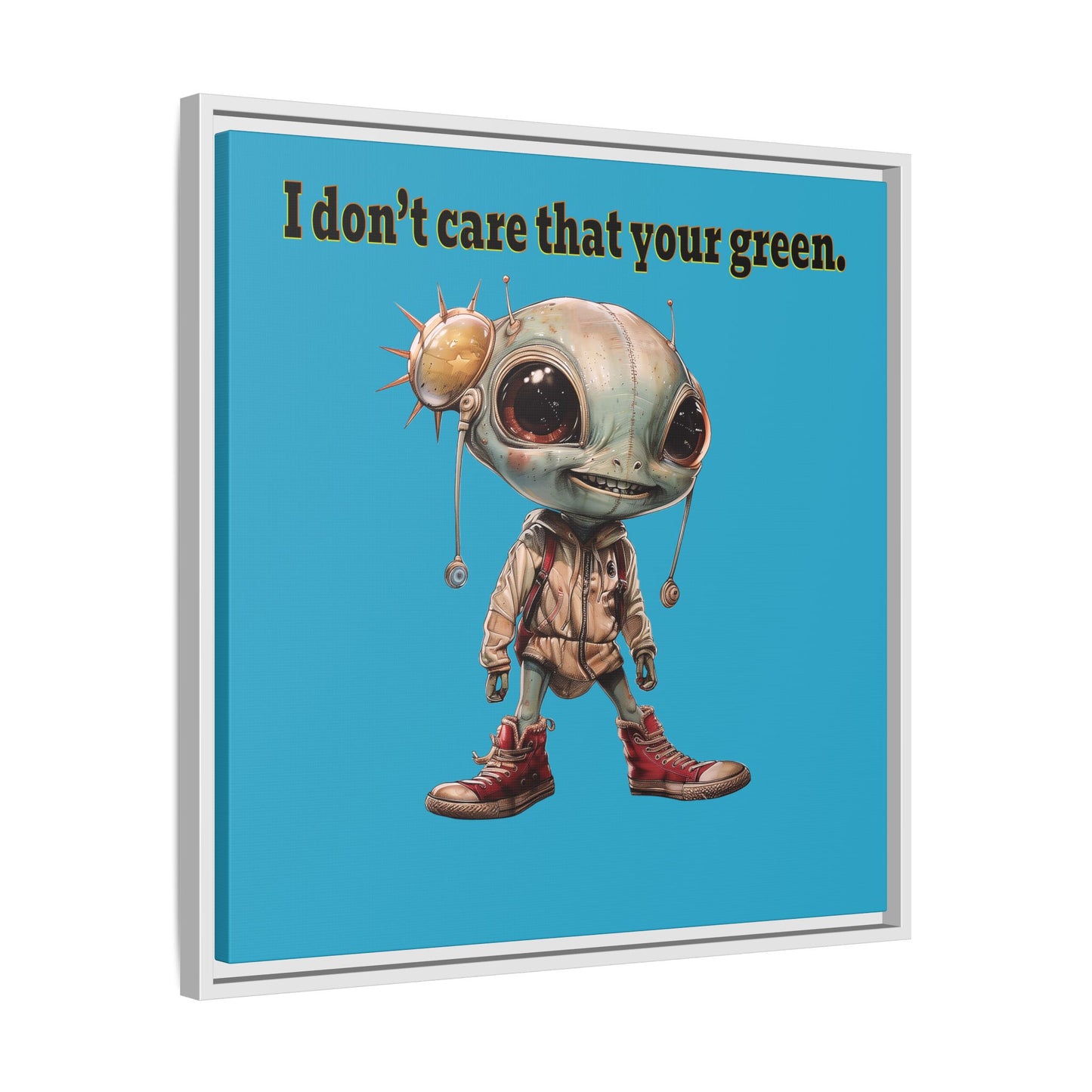 I don't care that your green - framed canvas art (turquoise)