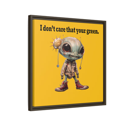 I don't care that your green - framed canvas art (yellow)